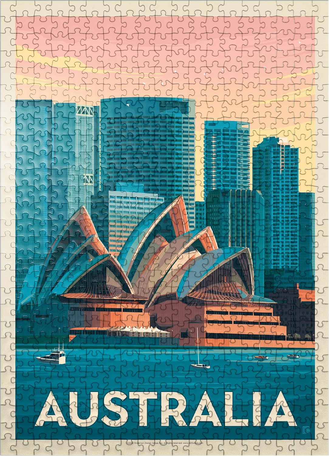 MyPuzzle Australia: Sydney Skyline, Vintage Poster - Premium 500 Piece Jigsaw Puzzle for Adults