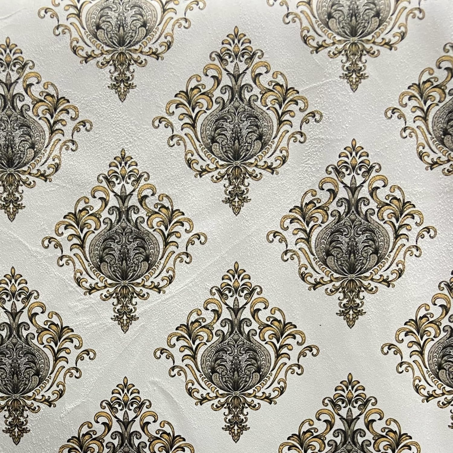 Damask Motif Design Luxurious Velvet Fabric Digital Printed Upholstery Material for Sofa Dinning Chairs Cushion Cover Craft - Width 54 inches - Fabric by The Yard - Gold