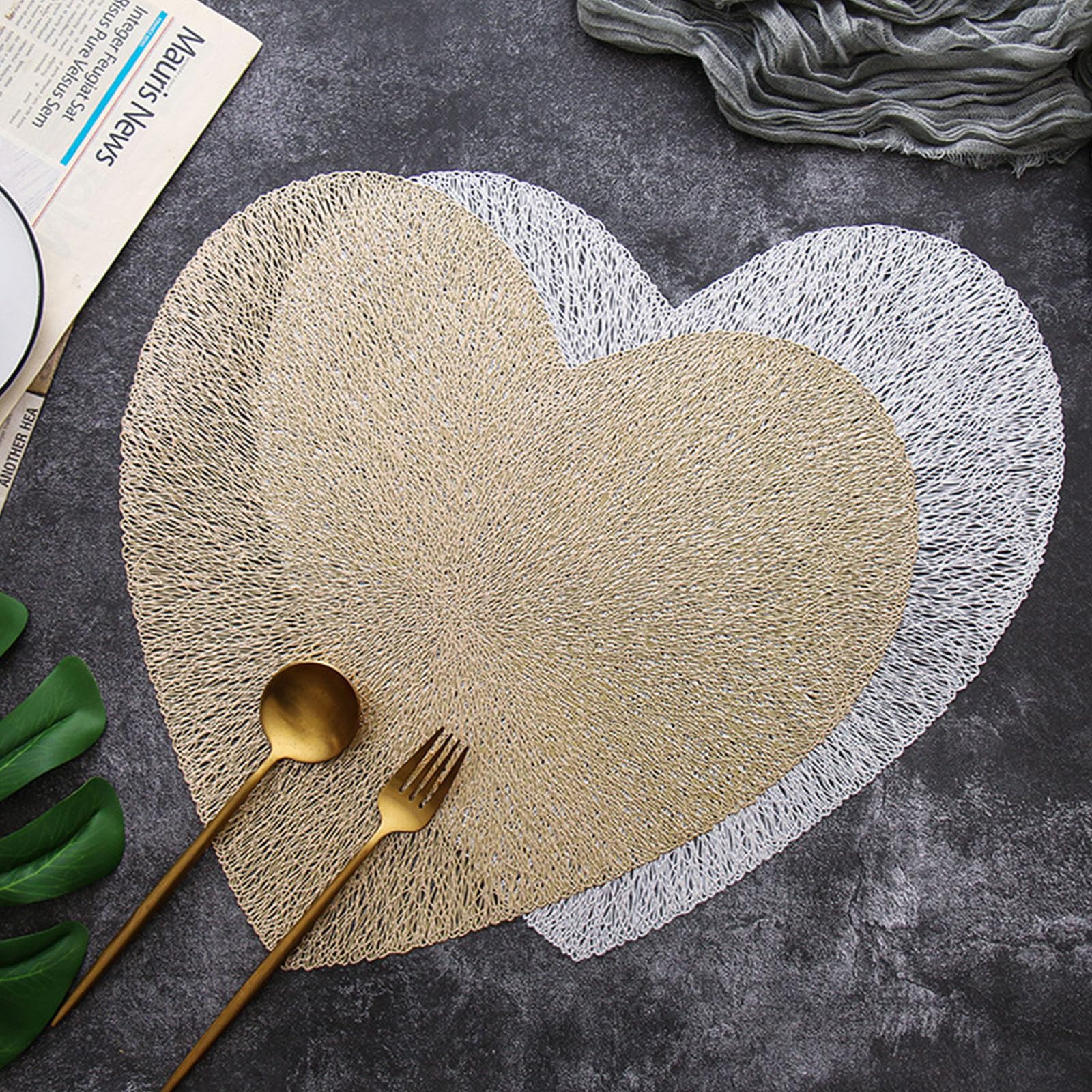 4er Set Platzsets Aus PVC – Waschbare, Rutschfeste & Hitzebeständige Tischmatten In Gold, Perfekt Für Küche & Esszimmer