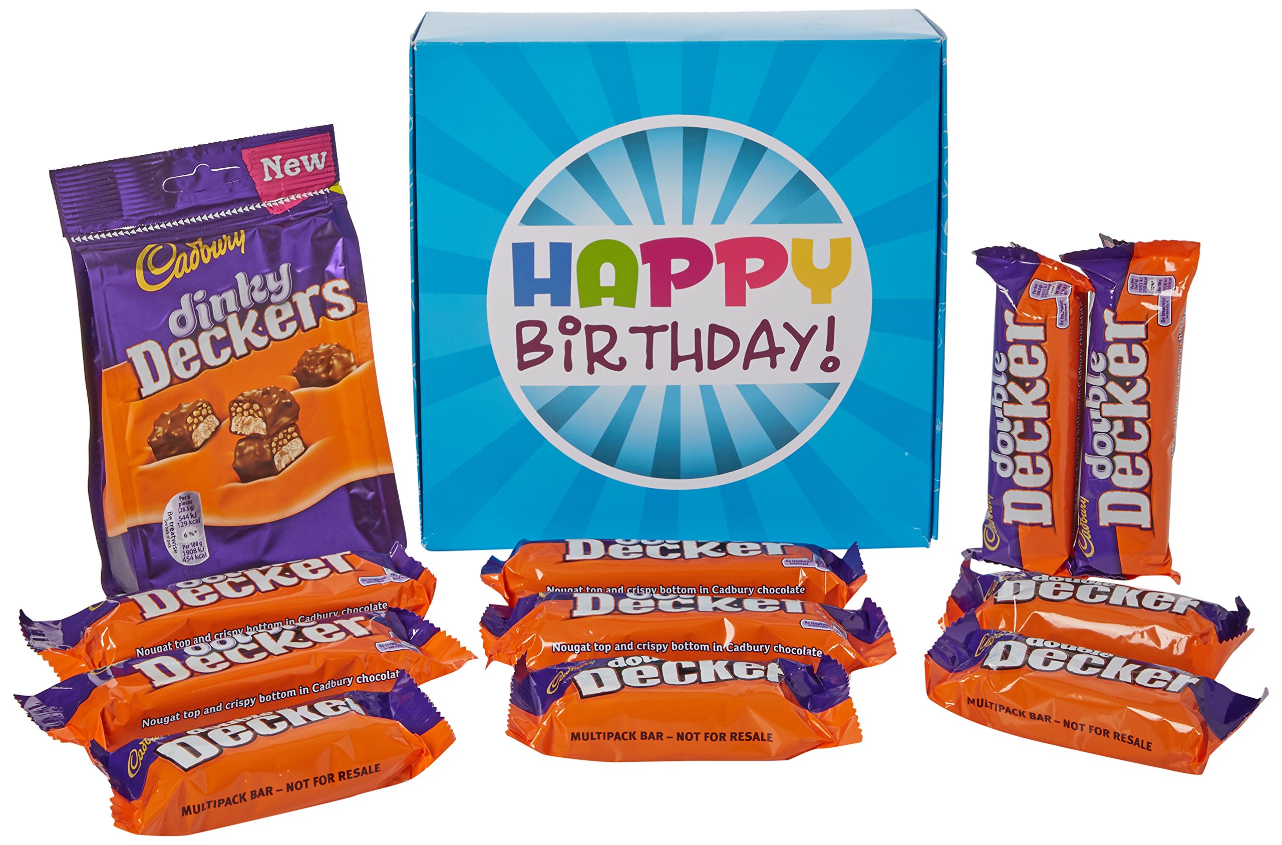 The Ultimate Double Decker Chocolate Lovers Happy Birthday Gift Box - By Moreton Gifts - Dinky Deckers Pouch, Double Decker Bars
