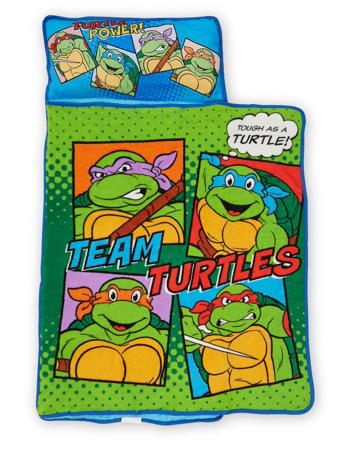 Teenage Mutant Ninja Turtles Nap-Mat - Includes Pillow and Plush Blanket – Great for Boys and Girls at Daycare, Preschool, Or Kindergarten