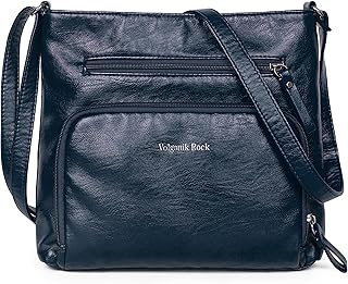 VOLGANIK ROCK Crossbody Purses for Women Soft Vegan Leather Cross Body Handbag Lightweight Medium Shoulder Purse Travel Casual Bag
