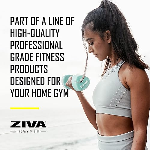 Miniatura 7 de ZIVA Pares de mancuernas de goma de neopreno, elegante, antideslizante, acabado de goma duradero, núcleo pesado de precisión, diseño que no se rueda