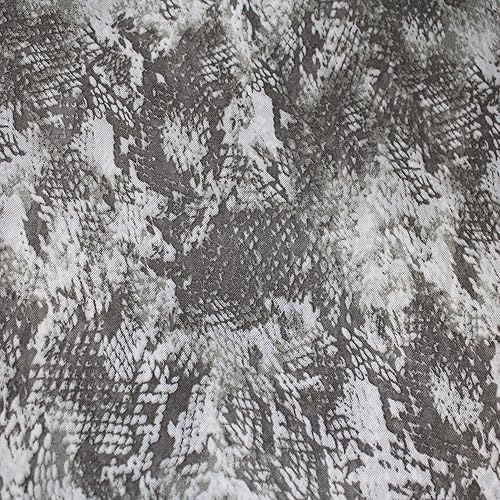 Texco Inc Tela de malla de poliéster con diseño de serpiente tela elástica de 4 vías proyectos de bricolaje color blanco roto verde militar 2 yardas