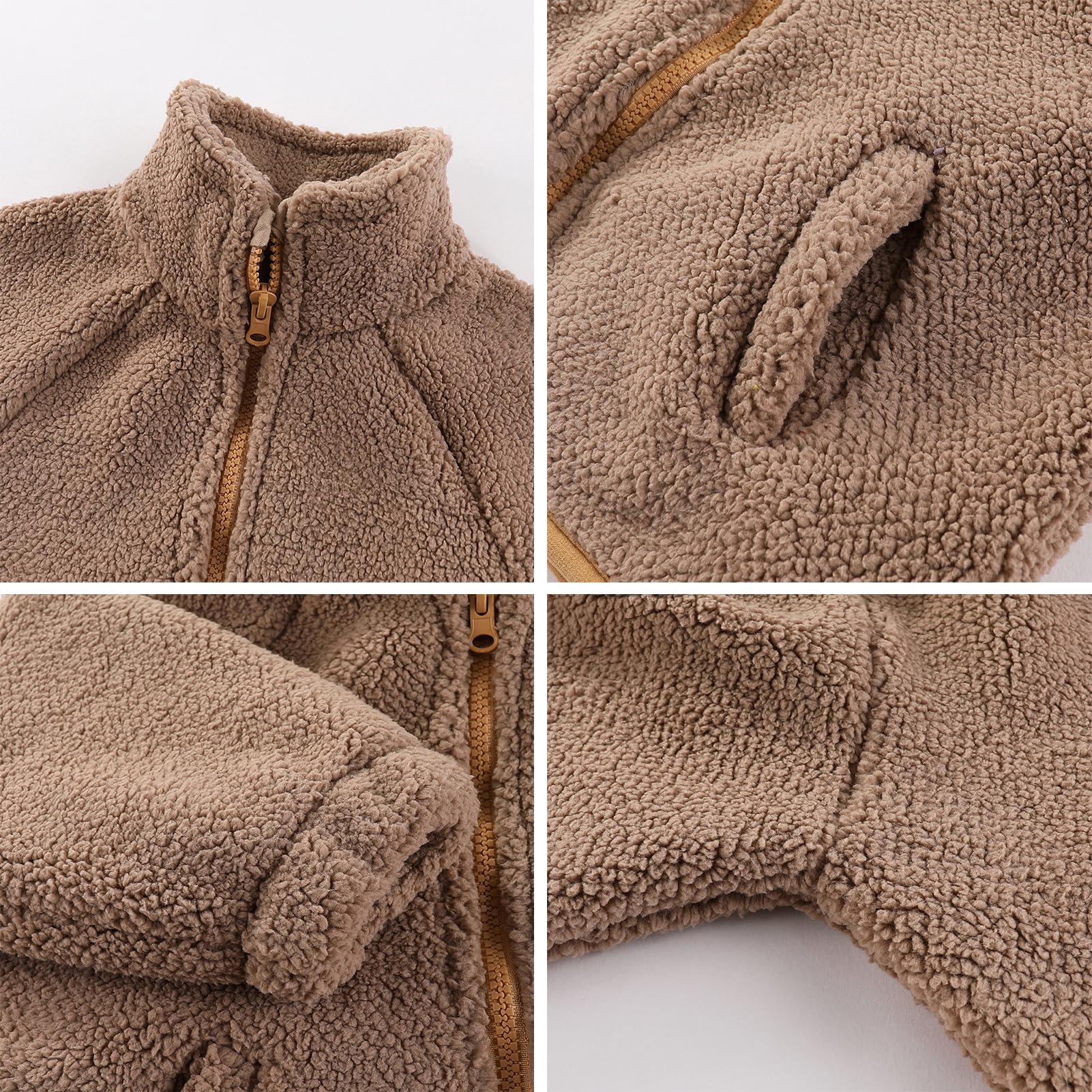 Veste en polaire Sherpa pour enfants, manteau à zip pour bébés garçons et filles, épaisse et chaude, vêtement d'extérieur 1-6 ans