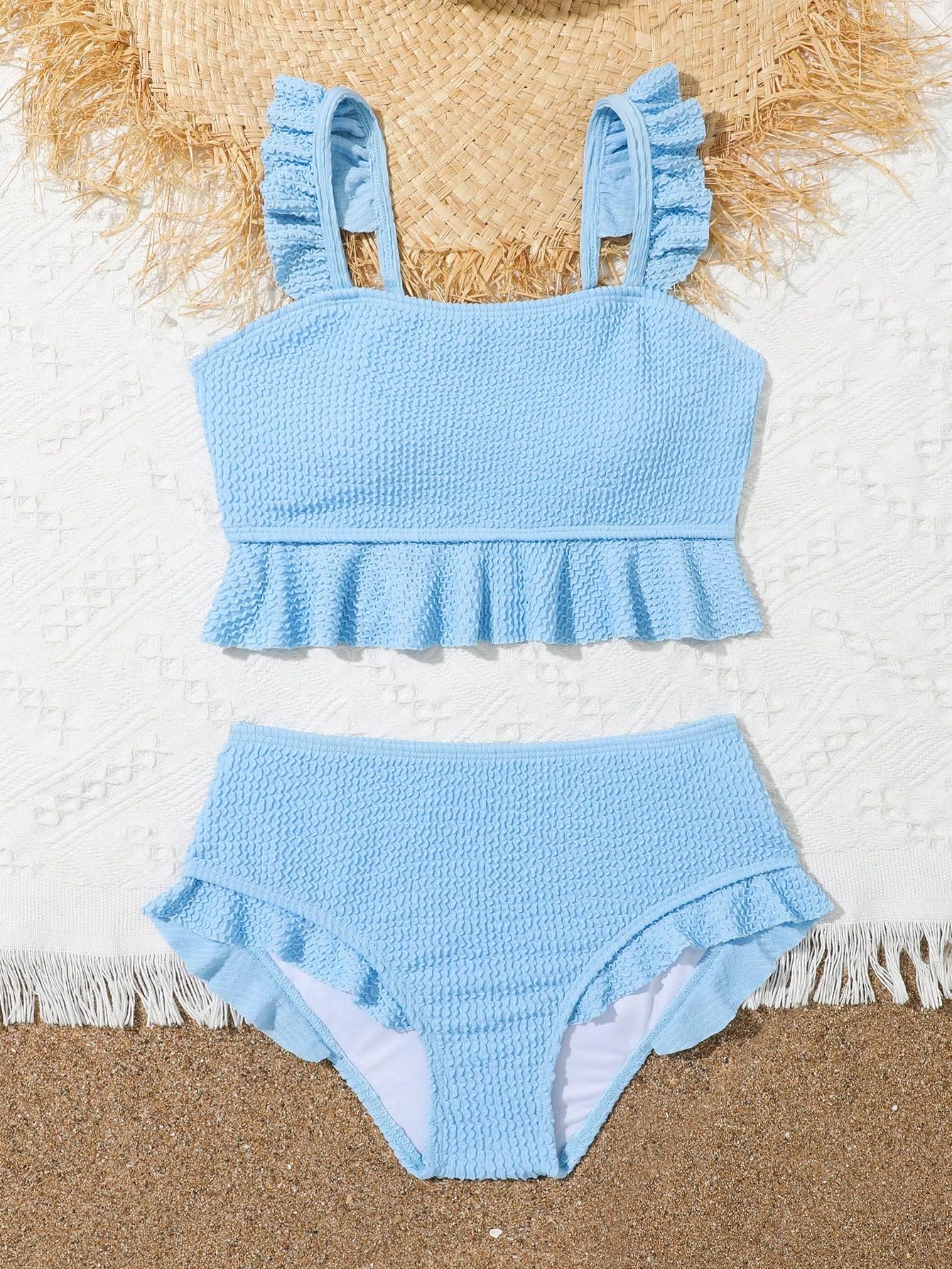 Floerns Costume da bagno estivo da bambina, 2 pezzi, con volant