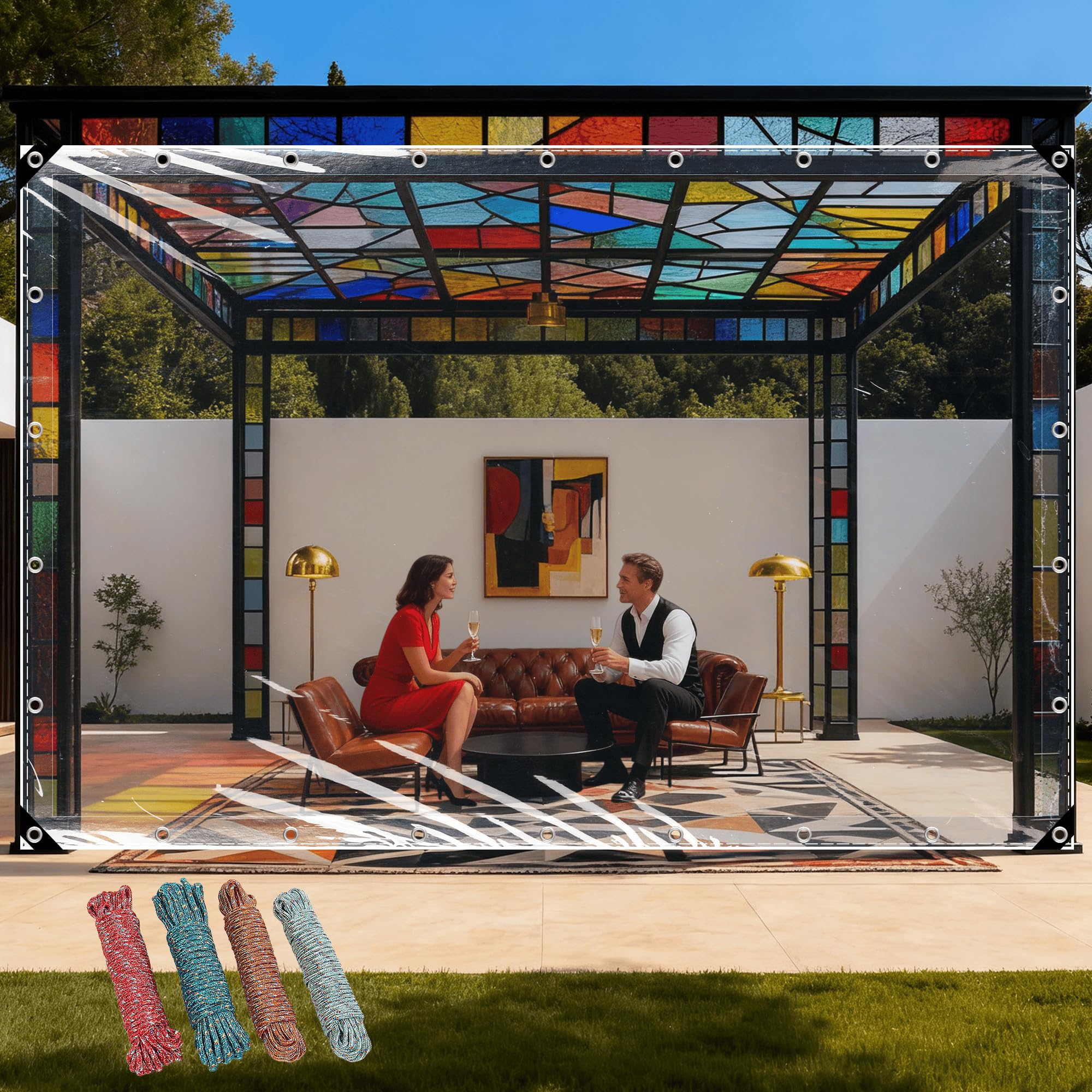 Lona transparente impermeable exterior anti heladas para pergola y piscina