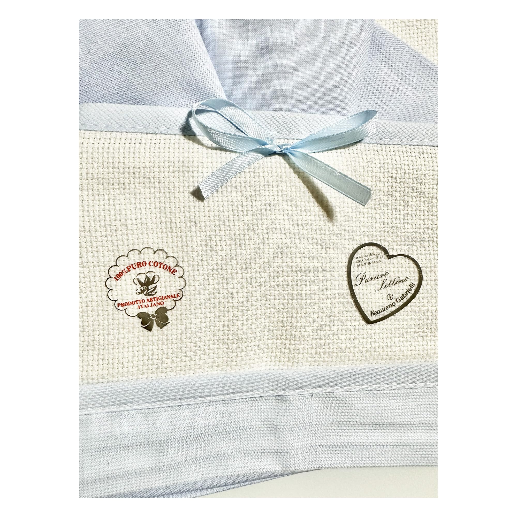 ADF Lenzuolino lettino neonato con tela aida,ottimo per idea regalo.Set composto da 3 pz,lenzuolo sopra+lenzuolo sotto+federa.100% Cotone misura 120X180 Made in Italy