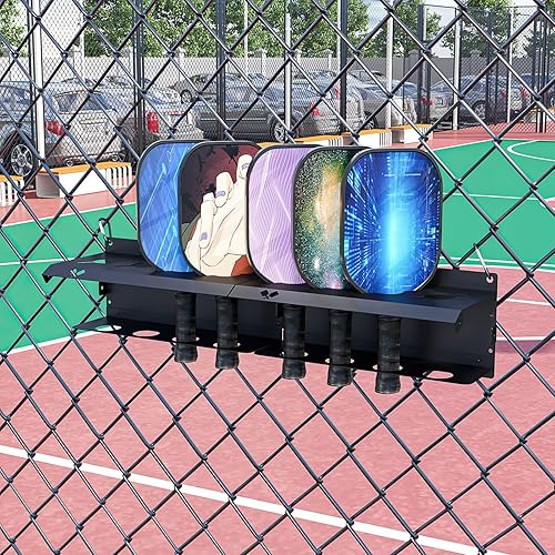 Miniatura 3 de Estante de remo de pickleball para montar en pared o valla, con capacidad para 4812 paletas, diseño expandible para interiores y exteriores (2)