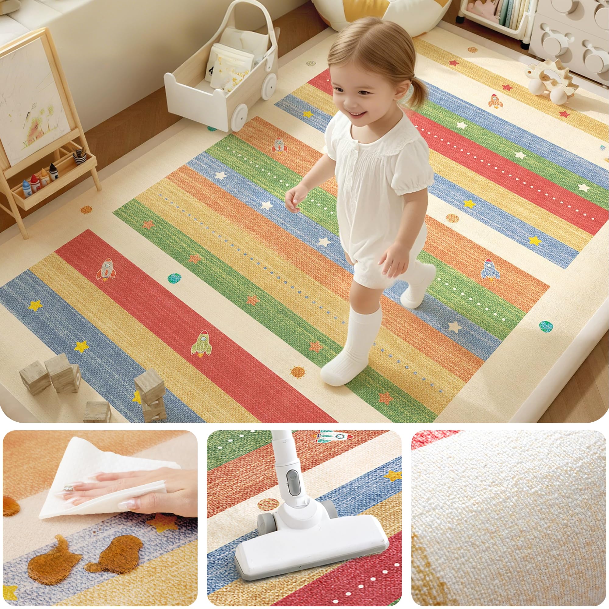 Krabbelmatte Baby, 2cm Extra Dicke Spielmatte Kinder mit Memory Schaum Rutschfester Teppich Kinderzimmer Krabbeldecke, Kinderteppich, Baby Spielmatte für Bauchlage 120 x 120 cm