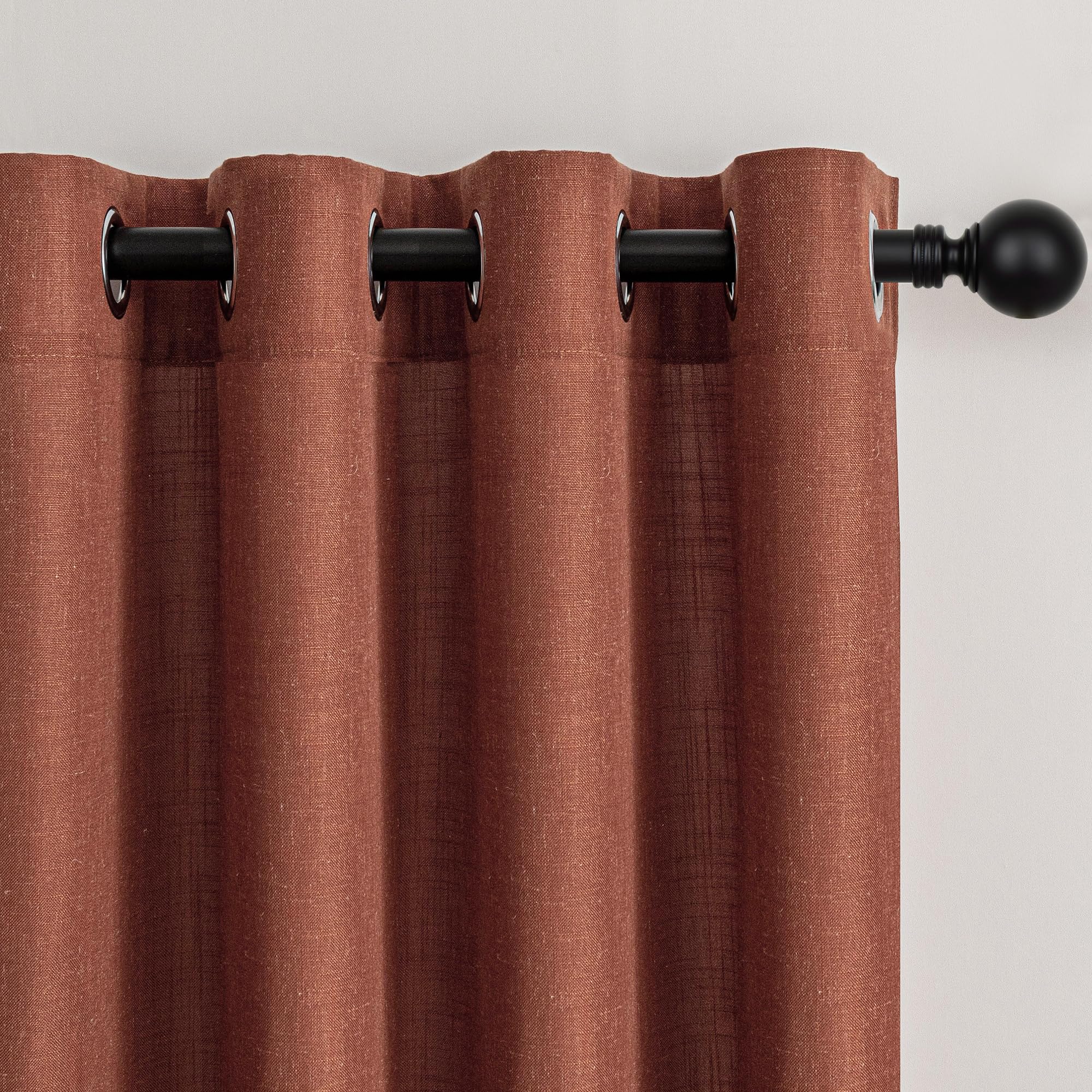 Vorhänge Gardinen Terracotta mit Ösen 140x245 cm-Vorhangschals Vintage Vorhang Leinen für Wohnzimmer Modern Schlafzimmer Gardine Halbtransparent Boho Scheibengardinen Vorhangschals Herbst 2er set
