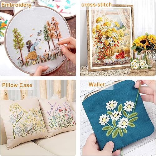 Miniatura 5 de Inscraft Juego de 403 hilos de hilo de bordar, 250 colores de punto de cruz, pulsera de la amistad con 153 herramientas de punto de cruz, caja