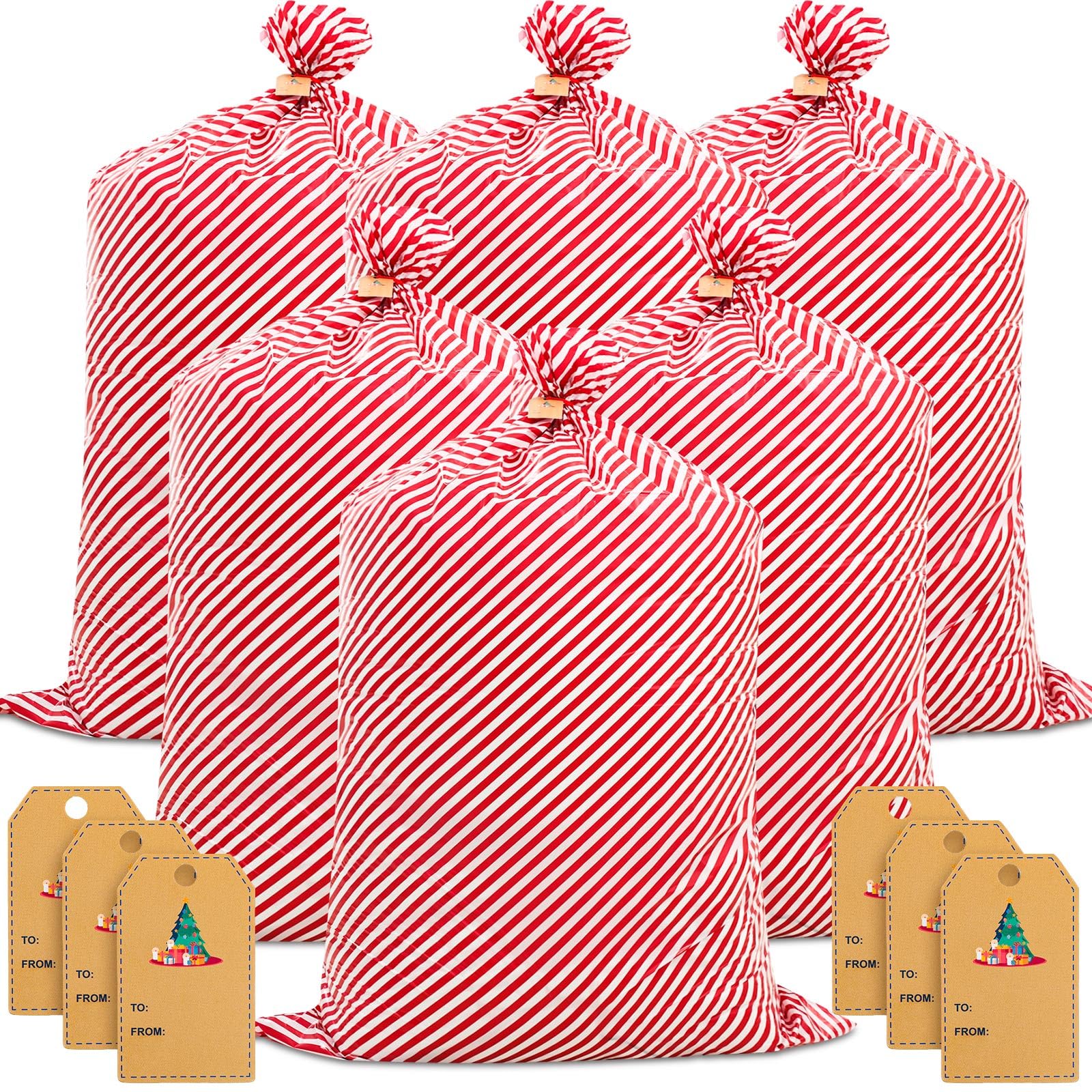 Amazon.com: Wesnoy 6 Pcs Jumbo Christmas Gift Bag 53 x 36 Red White ...