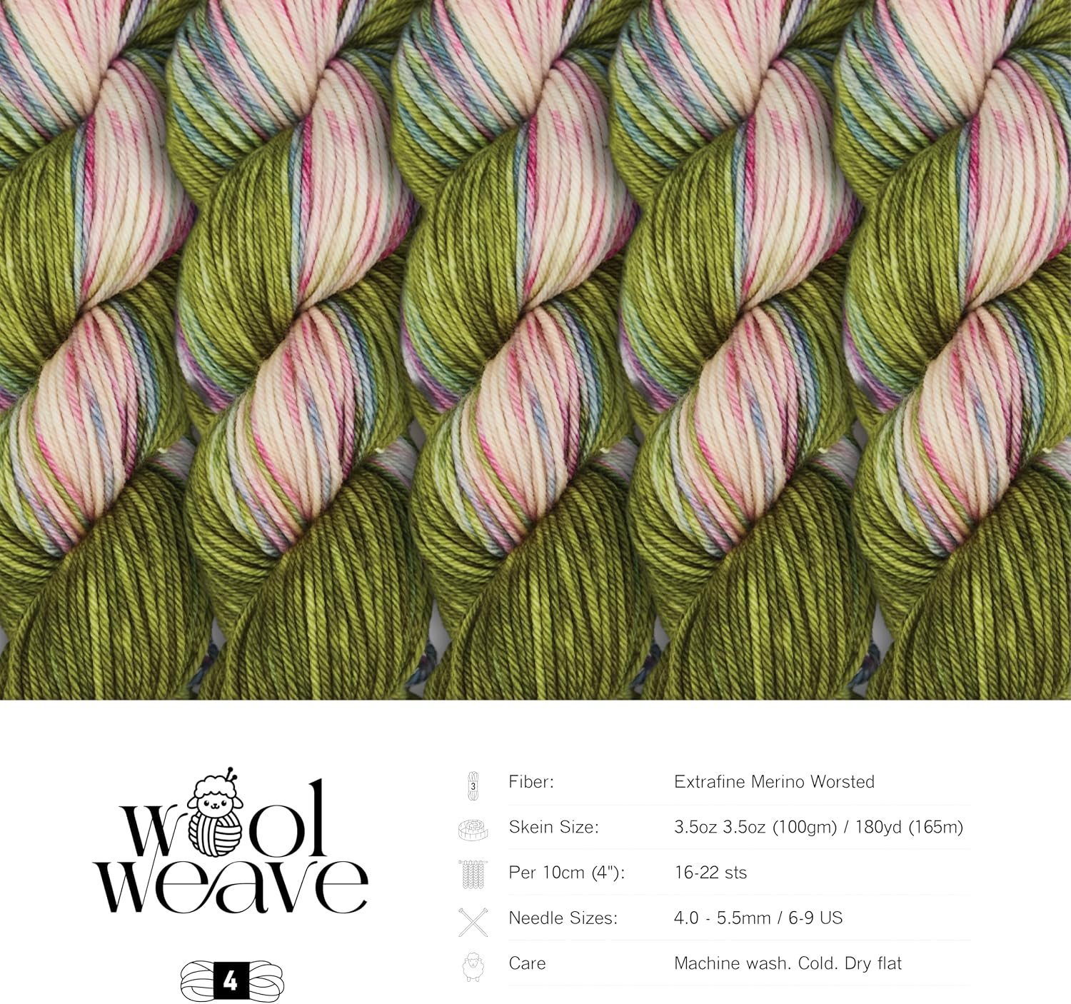 Woolweave Worsted Weight Yarn - 100% Extrafine Merino Wool Yarn for Knitting & Crocheting - Hand Dyed, Ultra-Soft & Warm - 100g Skein, 180 Yards - Machine Washable