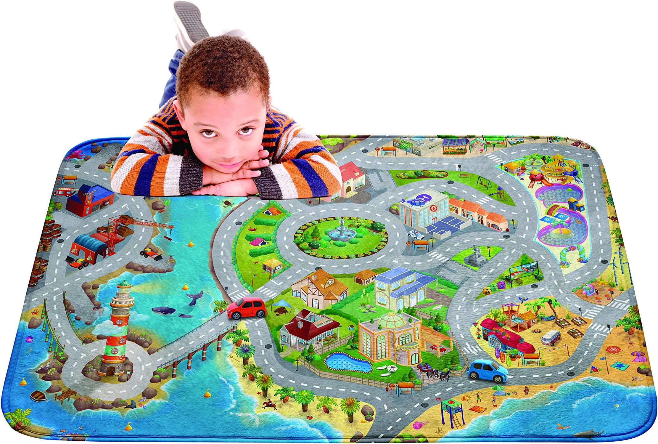 Kids Ultra Soft Play Mat for Children Learnig Carpet Car Area Rugs - Sea Side Design 39x59 inch