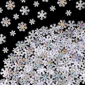Christmas Snowflake Confetti Decoration300pcs,Konsait Large Shimmer Snowflakes Cake Table Confetti for Xmas Party Decor Accessories winter wedding happy new year Arts Crafts party Decoration