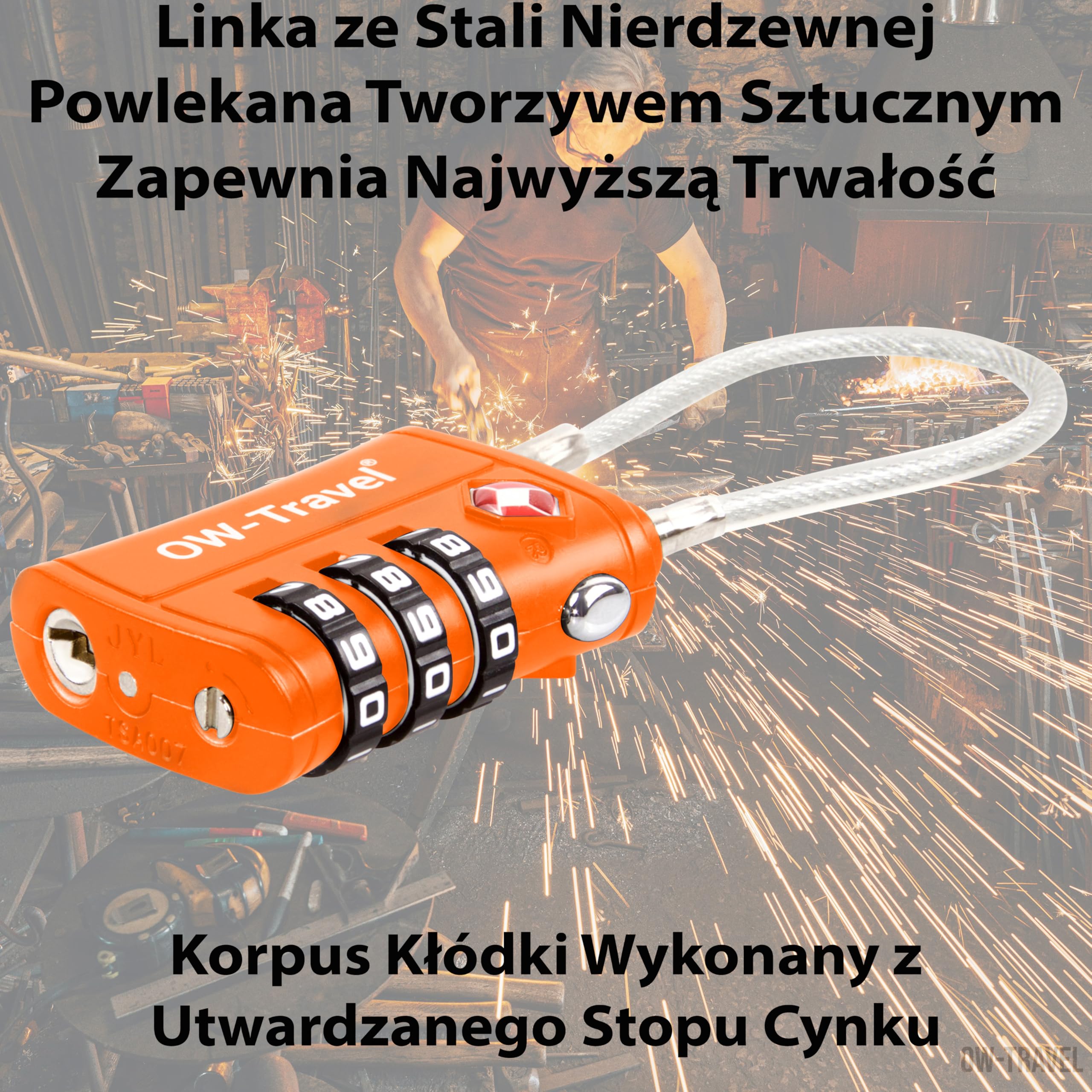 OW-Travel TSA Kłódka z Linką i Zamkiem Szyfrowym(Zestaw 2 Pomarańczowy)3 Cyfrowe Kłódki Walizkowe. Kłódka na szyfr na Plecak, Walizkę, Bagaż Kłódki Szyfrowe Bagażowe Szafek na Siłownię