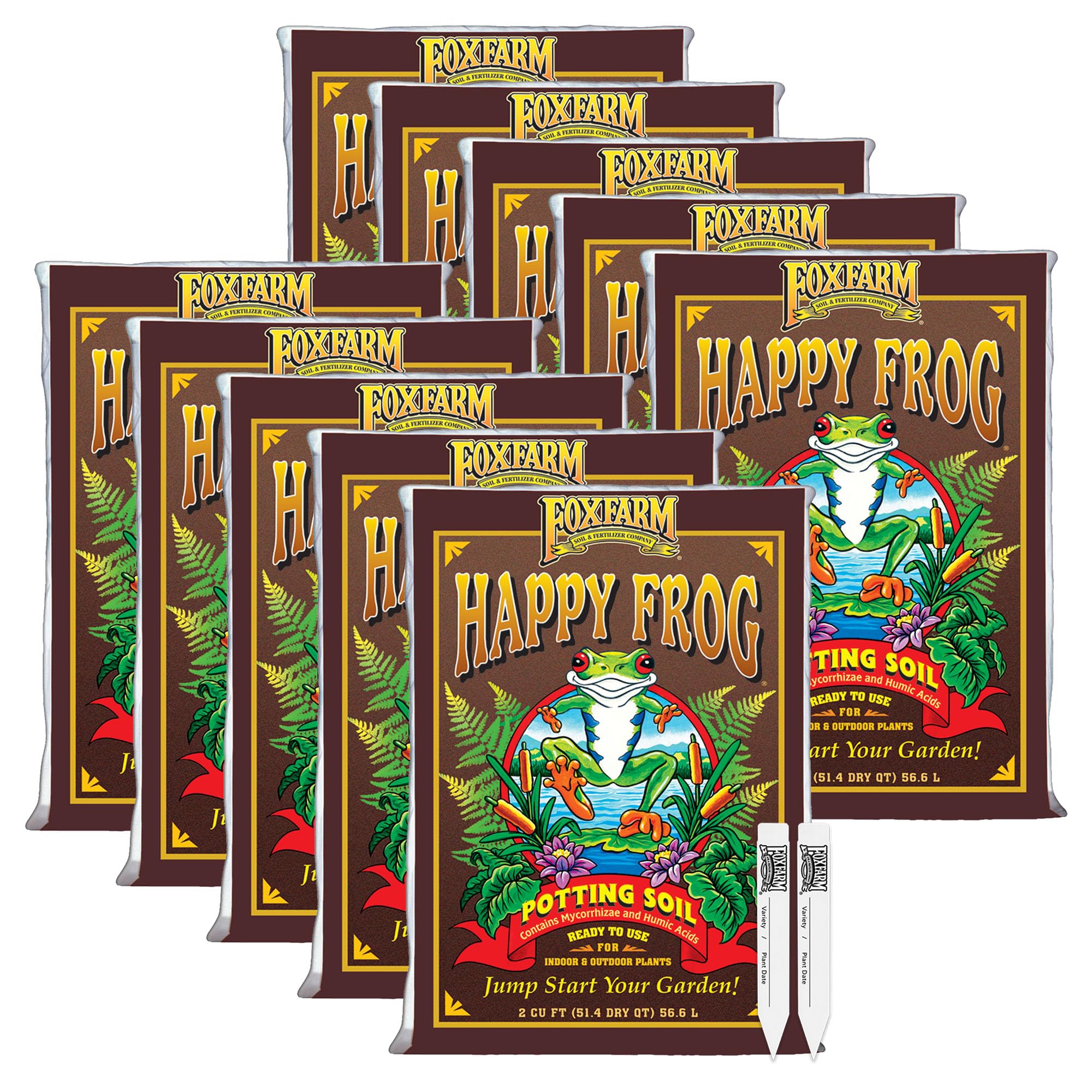FoxFarm Happy Frog Potting Soil with 2 Plant Tags, 2 cu ft (10 Pack)