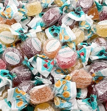 Bonelle Fruit Jelly Candy, Sugar Free Candy Individually Wrapped, 1 Lb Bag | Naturally Flavored Dye Free Candy, Assorted Flavors Italian Candy