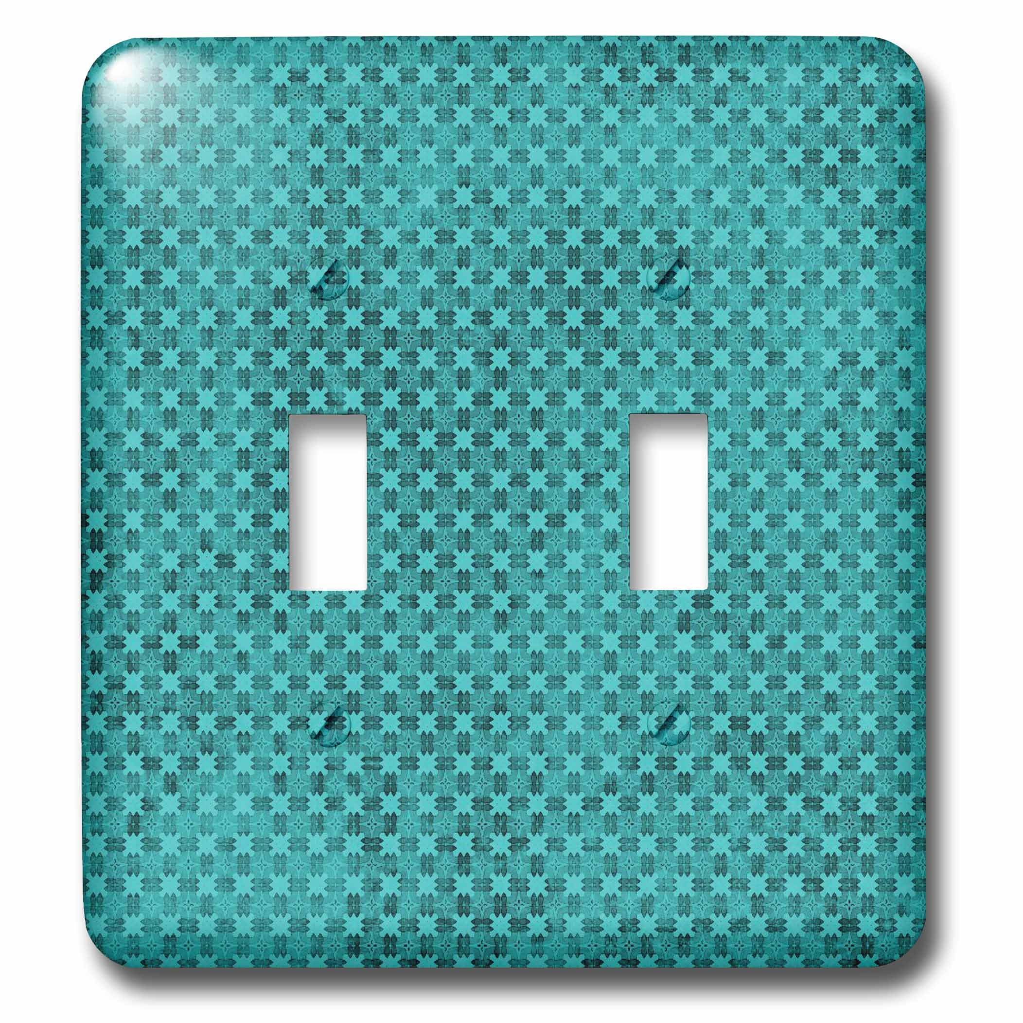 Interruptor doble 3dRose lsp_66047_2 con diseño de costuras decorativas color turquesa