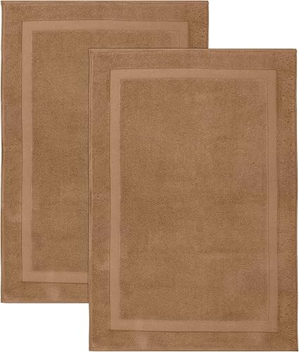 Bumble Towels Bliss - Juego de 2 alfombrillas de baño de lujo, 22 x 34 pulgadas, calidad premium, 1000 GSM, algodón peinado suave, absorbente (moca)