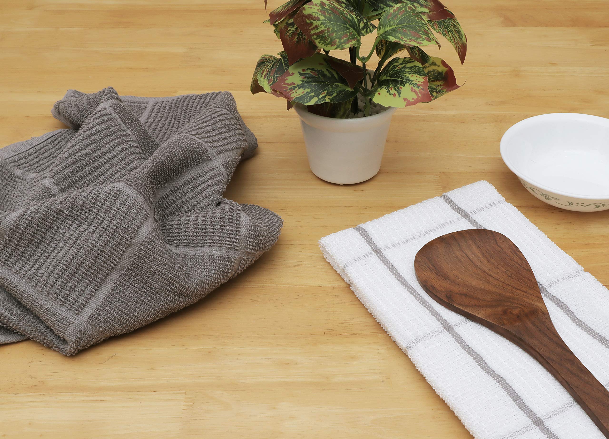 AMOUR INFINI Strofinacci in spugna, set da 4, 40,6 x 66 cm, resistenti, morbidi e assorbenti, 100% cotone, perfetti per uso domestico e commerciale, grigio chiaro
