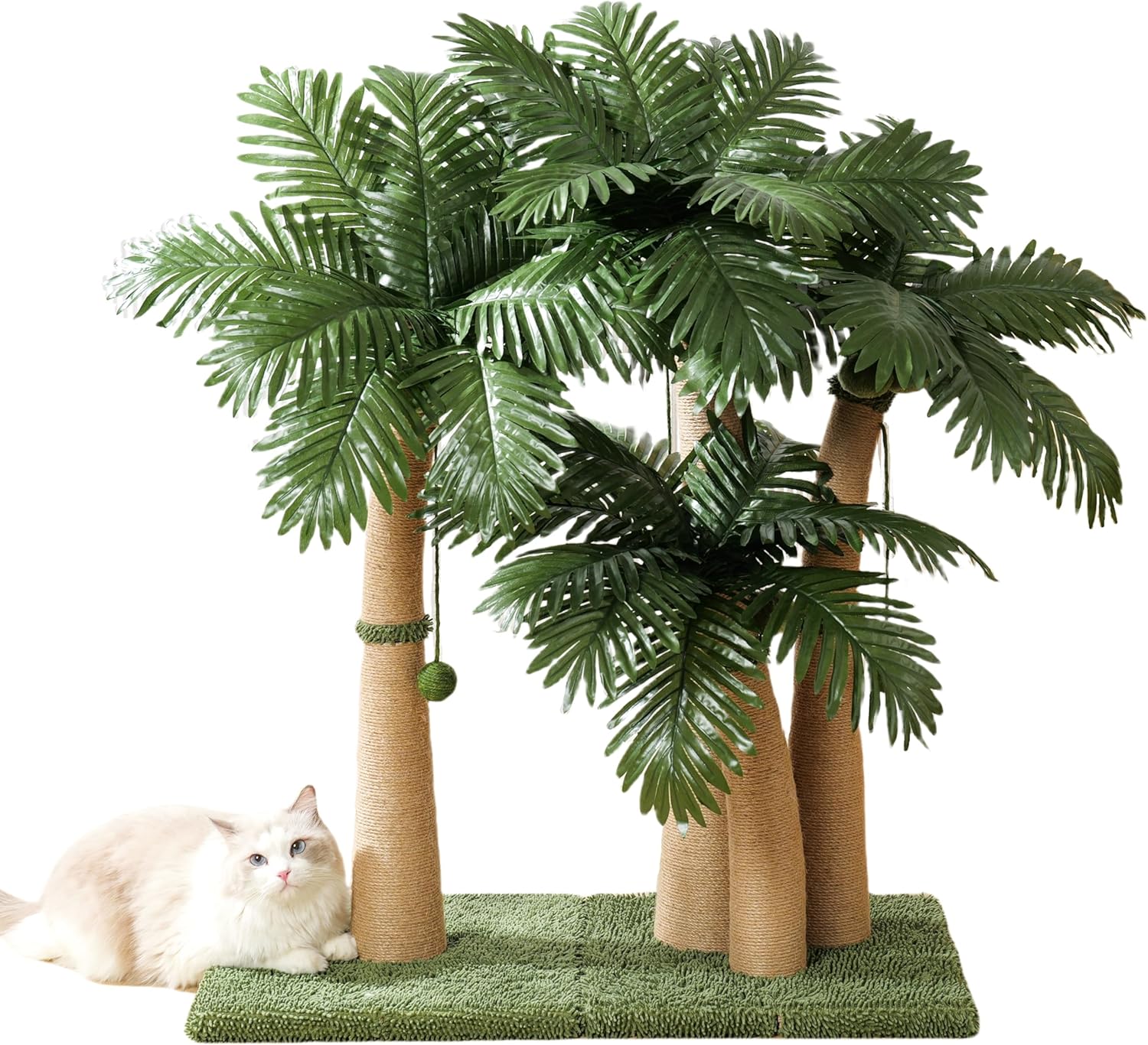Palm Tree Cat Scratching Post with 11 Interactive Balls, Natural Sisal Rope Cat Scratchers for Indoor Cats, Multi-Combinable (Style B & Style D)