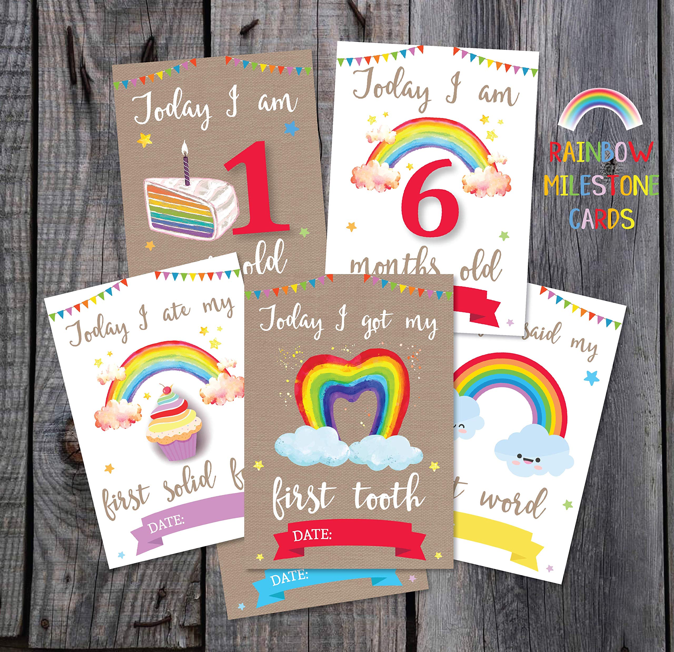 Personal Moments Rainbow Baby Milestone Cards • Baby Shower Milestone Cards Gift • Baby Keepsake Milestone Cards • Rainbow Memory Milestone Cards