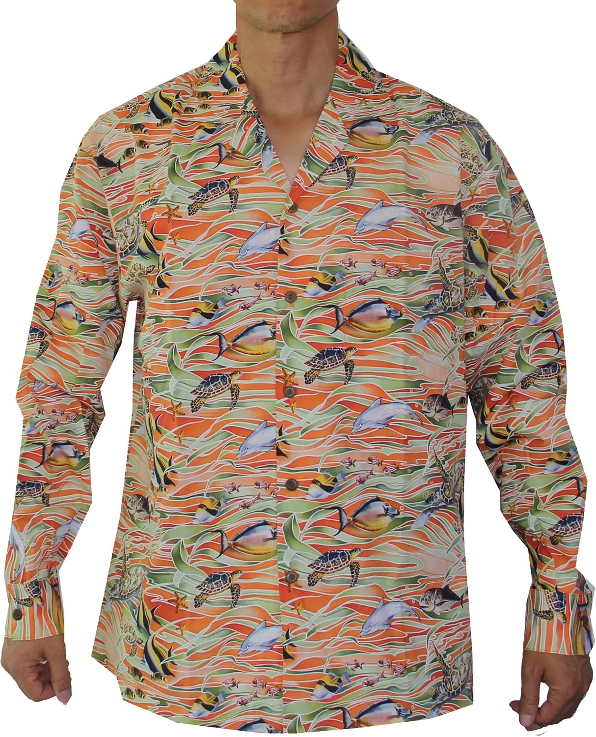 Men's Assorted Long Sleeve Hawaiian Luau Cruise Aloha Shirts