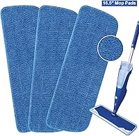 Vista 9 de Paquete de 3 almohadillas de microfibra de repuesto para limpieza de suelos húmedo/seco, almohadillas reutilizables para mopa de piso