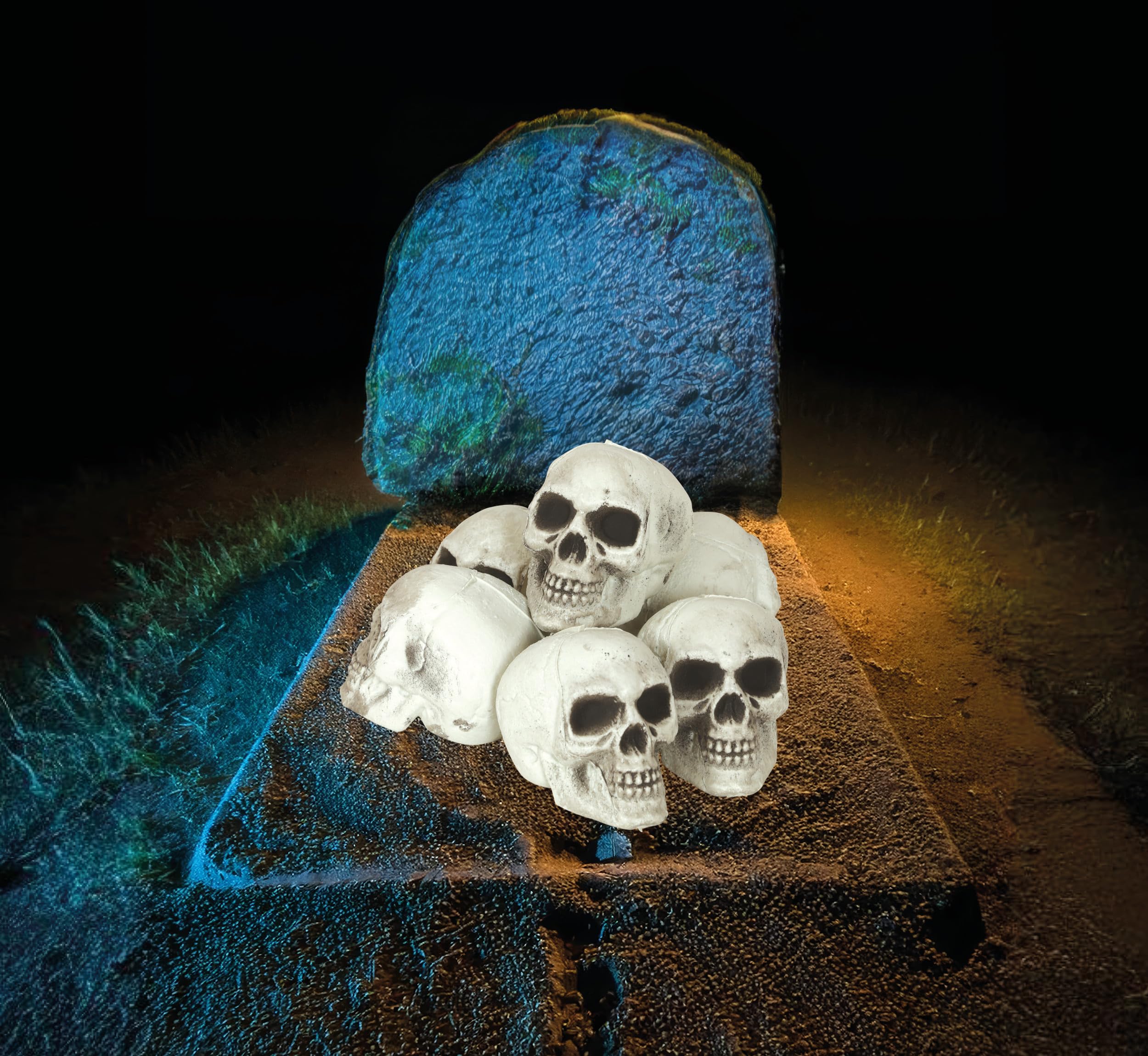 FIESTAS GUIRCA | Pack of 6 Skulls (8 cm) - Halloween Decoration for Skeleton Parties and Celebrations - Ideal for Spooky Environments and Scary Settings - White
