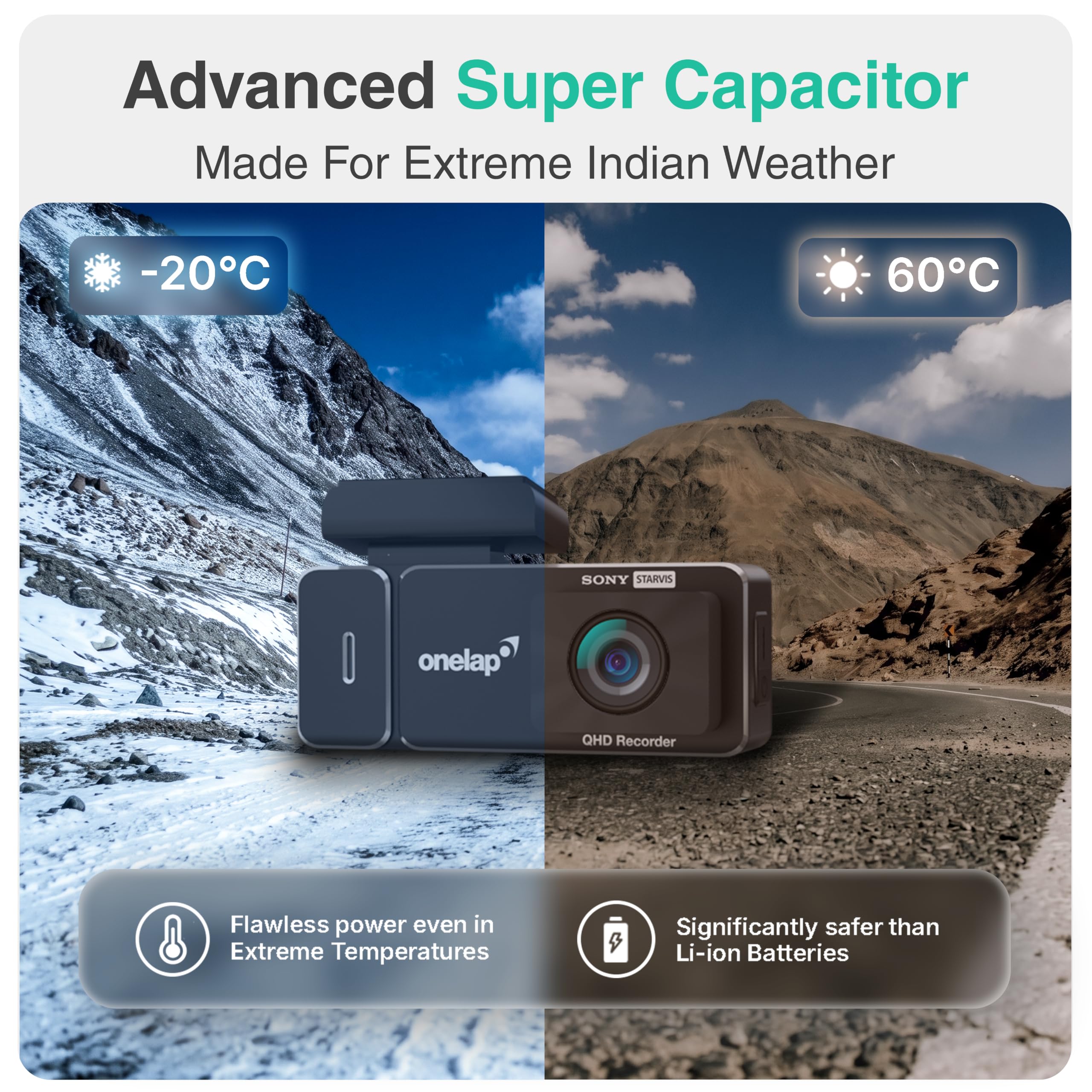 Onelap Vidsure Plus Dashcam - 3K/1080p Dual Camera -4