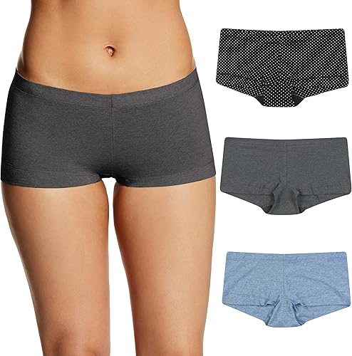 Maidenform Ropa interior tipo boyshort de algodón para mujer, colores surtidos, paquete de 3
