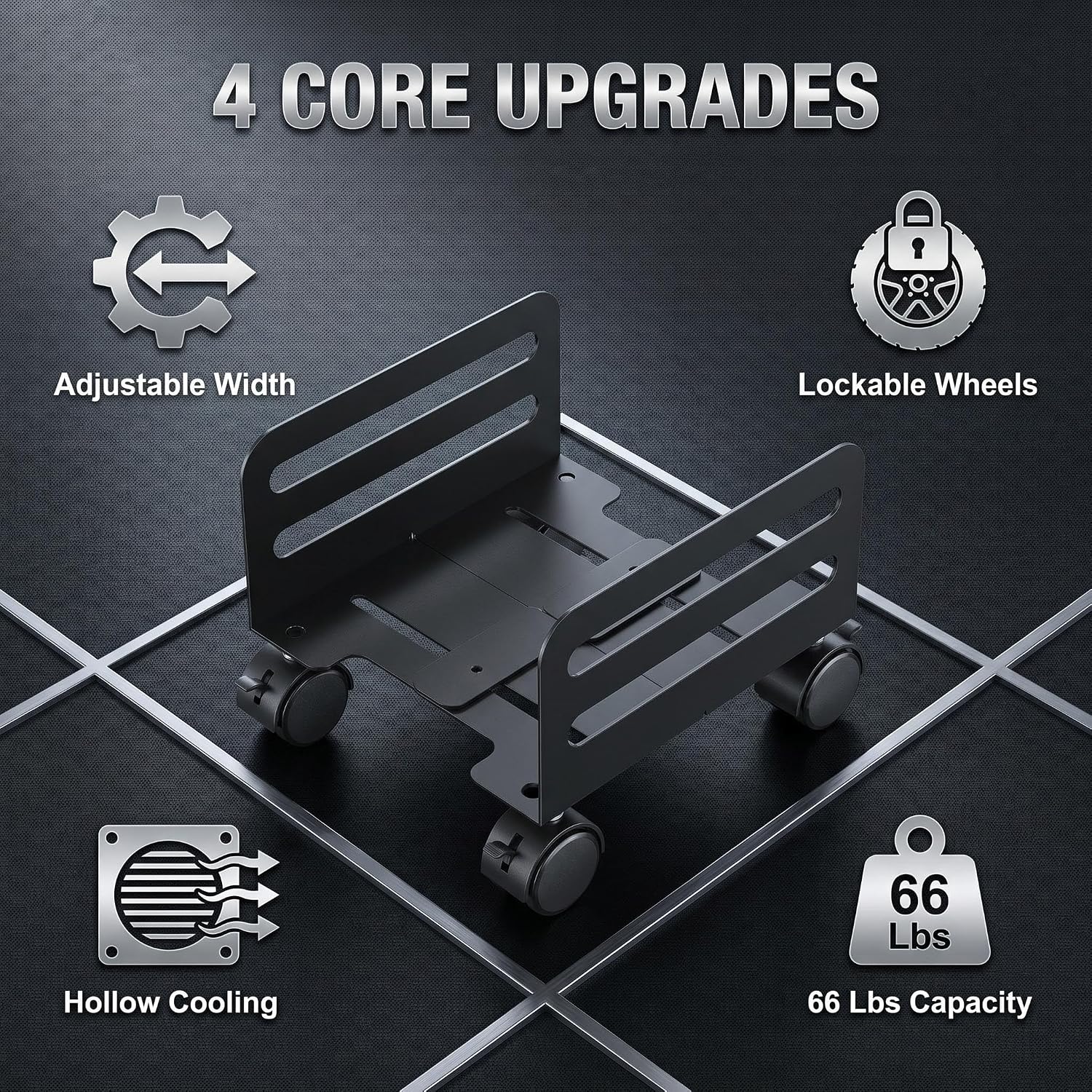 Computer Tower Stand, 4.92-8.27″ Width Adjustable Mobile CPU Stand, Tall