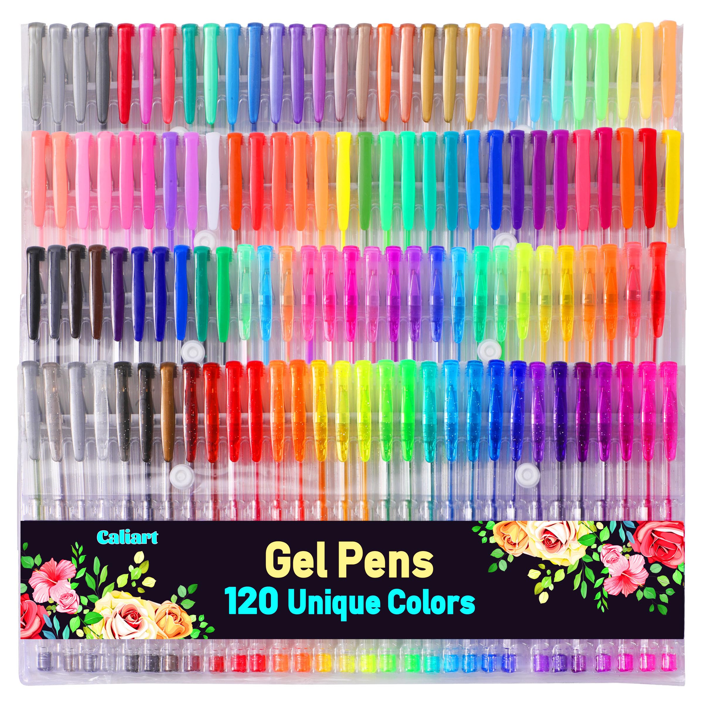 120 Colors Gel Pens, Colored Neon Glitter Pen for Adult Coloring Books, 40% More Ink Fine Point Gel Markers Set, Art Supplies Gift for Adults Drawing Doodling Scrapbook Journaling