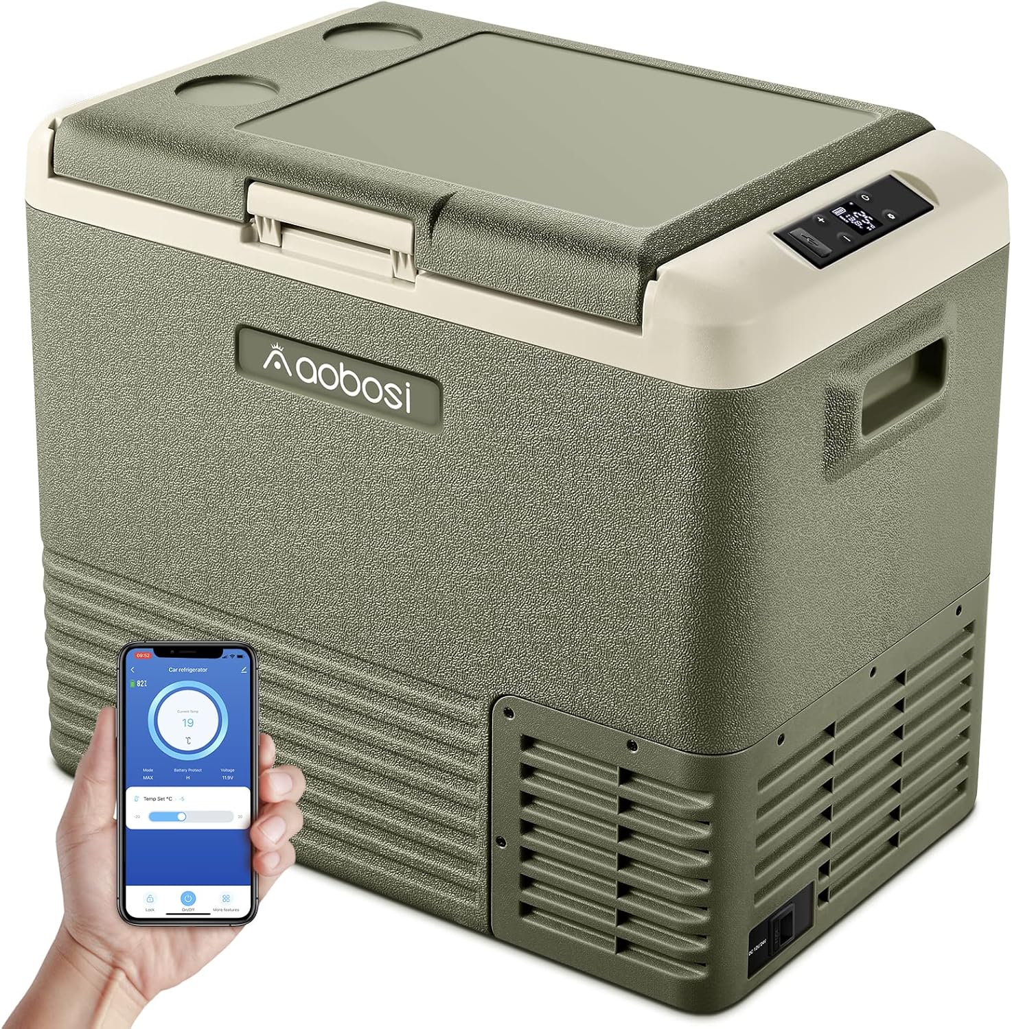 AAOBOSI 12 Volt Car Refrigerator 53 Quart (50L) RV Portable