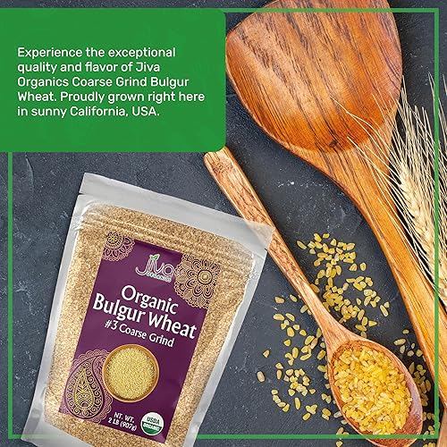 Miniatura 3 de Trigo Bulgur orgánico grueso #3 de 2 libras, sin OMG, cultivado en Estados Unidos, bayas de trigo 100% naturales, bolsa resellable por Jiva Organics