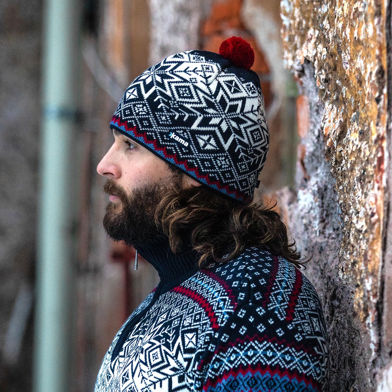 kama Strickmütze Merino AW41 Herren aus Feinster Merinowolle mit Gore - Windstopper Membran I Hergestellt in EU