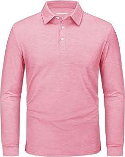 Sponsored Ad - TACVASEN Men's Long Sleeve Polo Shirts Golf Casual Polos Collared Shirts with 3-Button Lightweight Tops Spo...