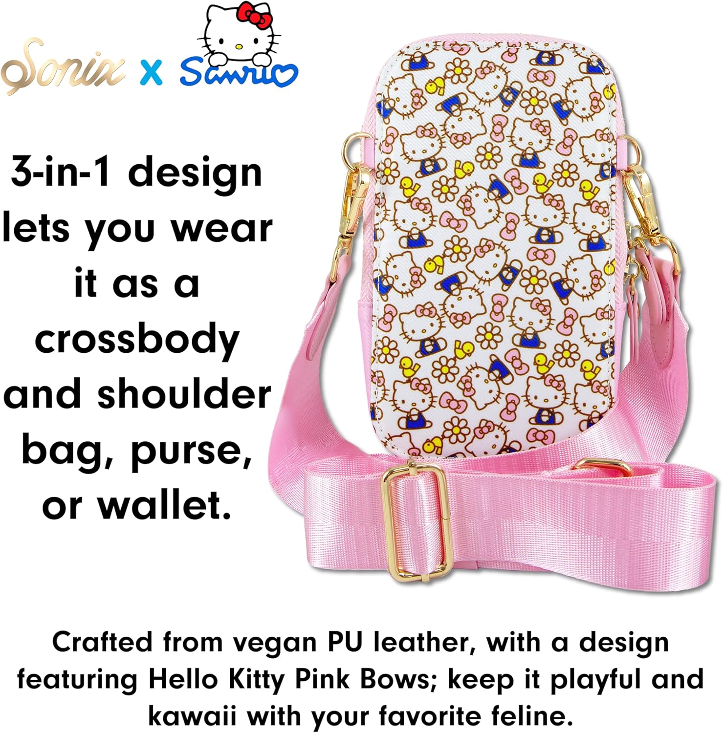 Sonix x Sanrio Phone Pouch - Universal Smartphone Purse and Wallet, Crossbody and Shoulder Bag | Hello Kitty Pink Bows