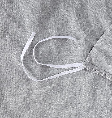 Miniatura 4 de Sterling Creek Juego de funda de edredón de algodón de lino lavado, color gris claro, 3 piezas, mezcla de lino y algodón, suave, transpirable, con