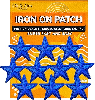 Iron On Patches - Blue Star Patch 10 pcs Iron On Patch Embroidered Applique Size of The Patch 1.77 x 1.77 inch (4.5x4.5cm) A-62