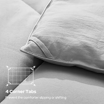 BEDLORE Comforters King Size Duvet Insert, All Season Down Alternative King Comforter, Ultra-Soft Quilted Bed Comforter with Corner Tabs, Machine Washable, Grey 90102 Inches