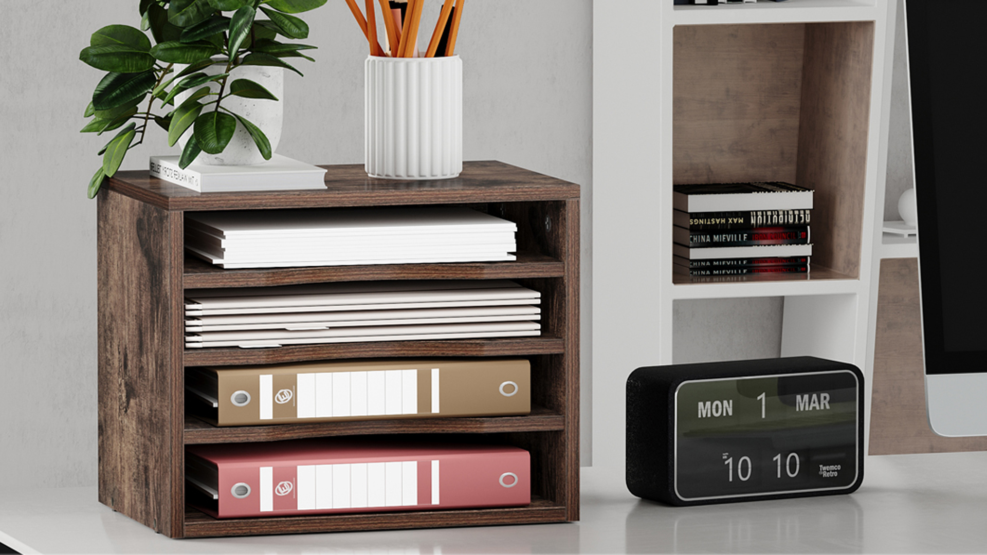 Amazon.com: Snughome Vintage Wood File Organizer Desktop, 13.4