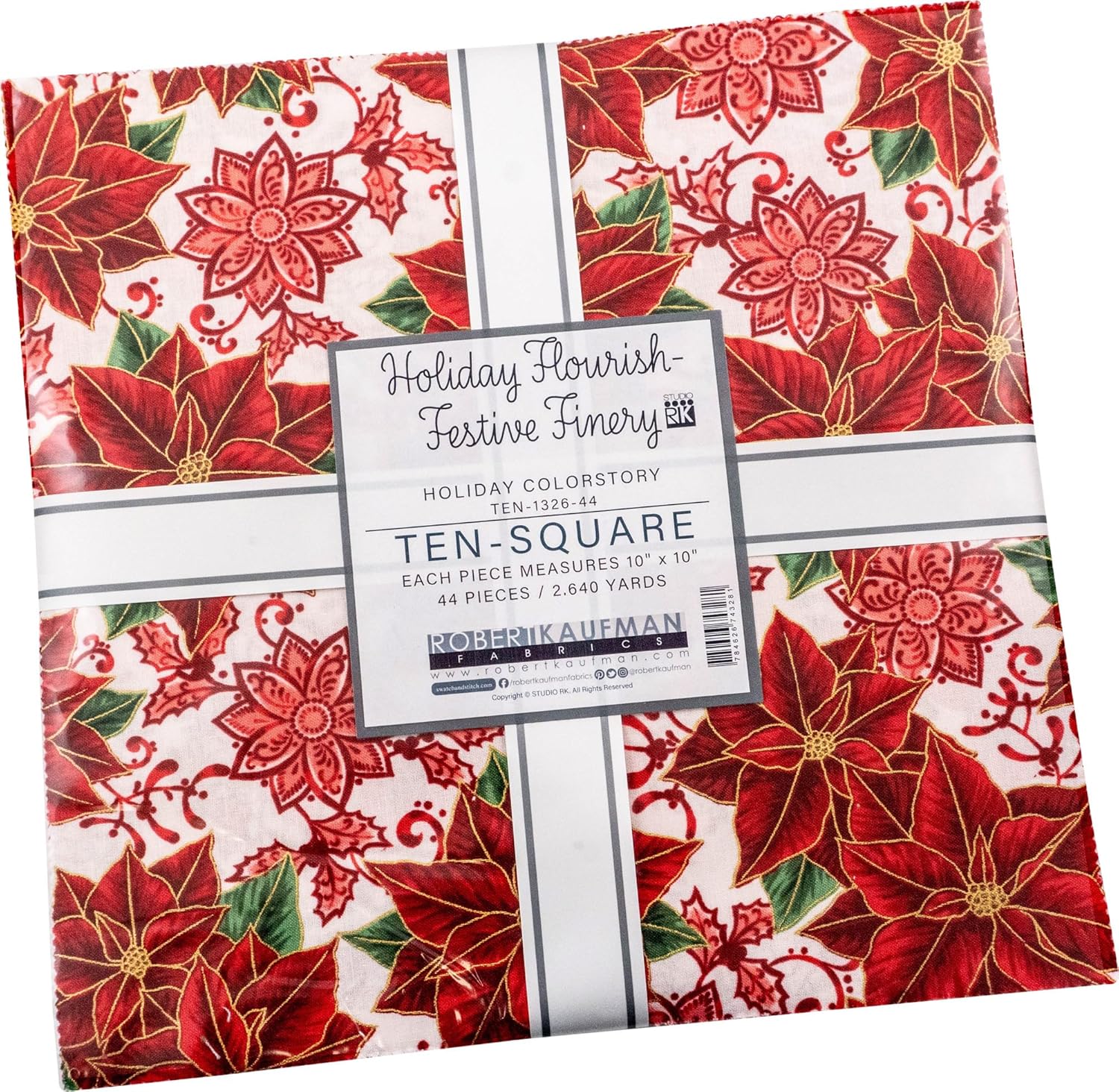 Holiday Flourish Festive Finery Holiday Ten Square 44 10-inch Squares Robert Kaufman TEN-1326-44