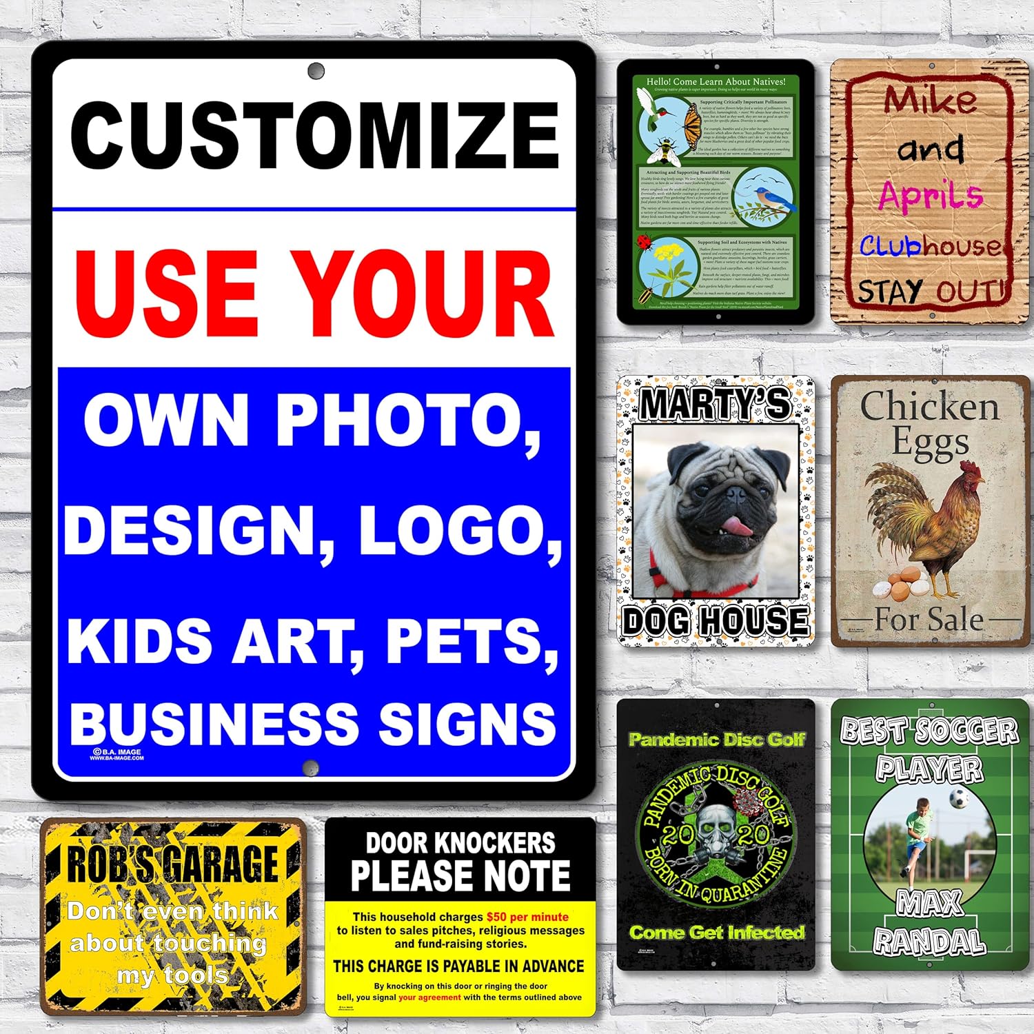 Personalized custom Aluminum Metal Sign With Your Own Image, Photo, Pets, Kids Art or Business logo (16x24 inches, Vertical)
