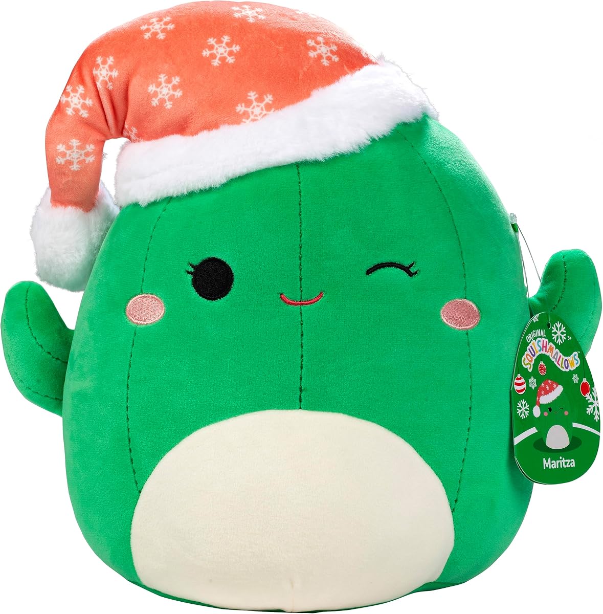 Squishmallows Peluche Maritza Cactus Holiday Jazwares de 10 pulgadas | Regalo de juguete de peluche de vacaciones de cactus de planta coleccionable blando y blando para niños, niños y niñas
