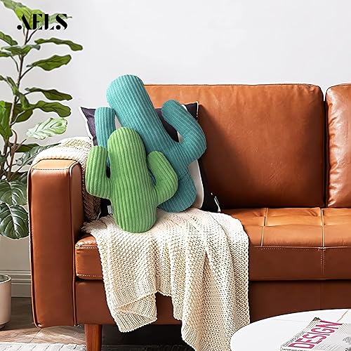 Miniatura 5 de AELS Juego de 2 almohadas decorativas de cactus, juego de almohada de felpa de cactus a rayas de pana de 22 y 14 pulgadas, almohada para siesta de