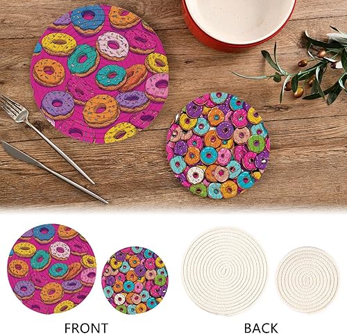 Miniatura 272 de Trivets for Hot Dishes Pots and Pans 2 PC Pot Holders Heat Resistant Cotton Round Potholders for Kitchen Countertop Decorative Autumn Maple Leaves