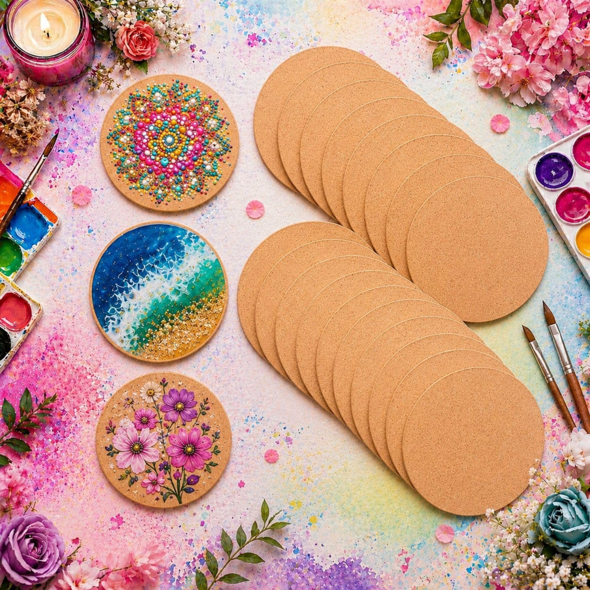 Celebrations DIY Round Pine MDF Fridge Magnet Blanks, Unfinished Wooden Craft Circles for Painting, Mandala Art, Resin Art, Kids DIY Activities, Handmade Gifts & Home Kitchen Decoration (20)-image-13